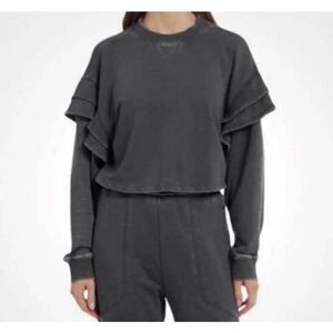 7 FOR ALL MANKIND CHARCOAL CROPPED SWEATSHIRT SZ.S EUC.